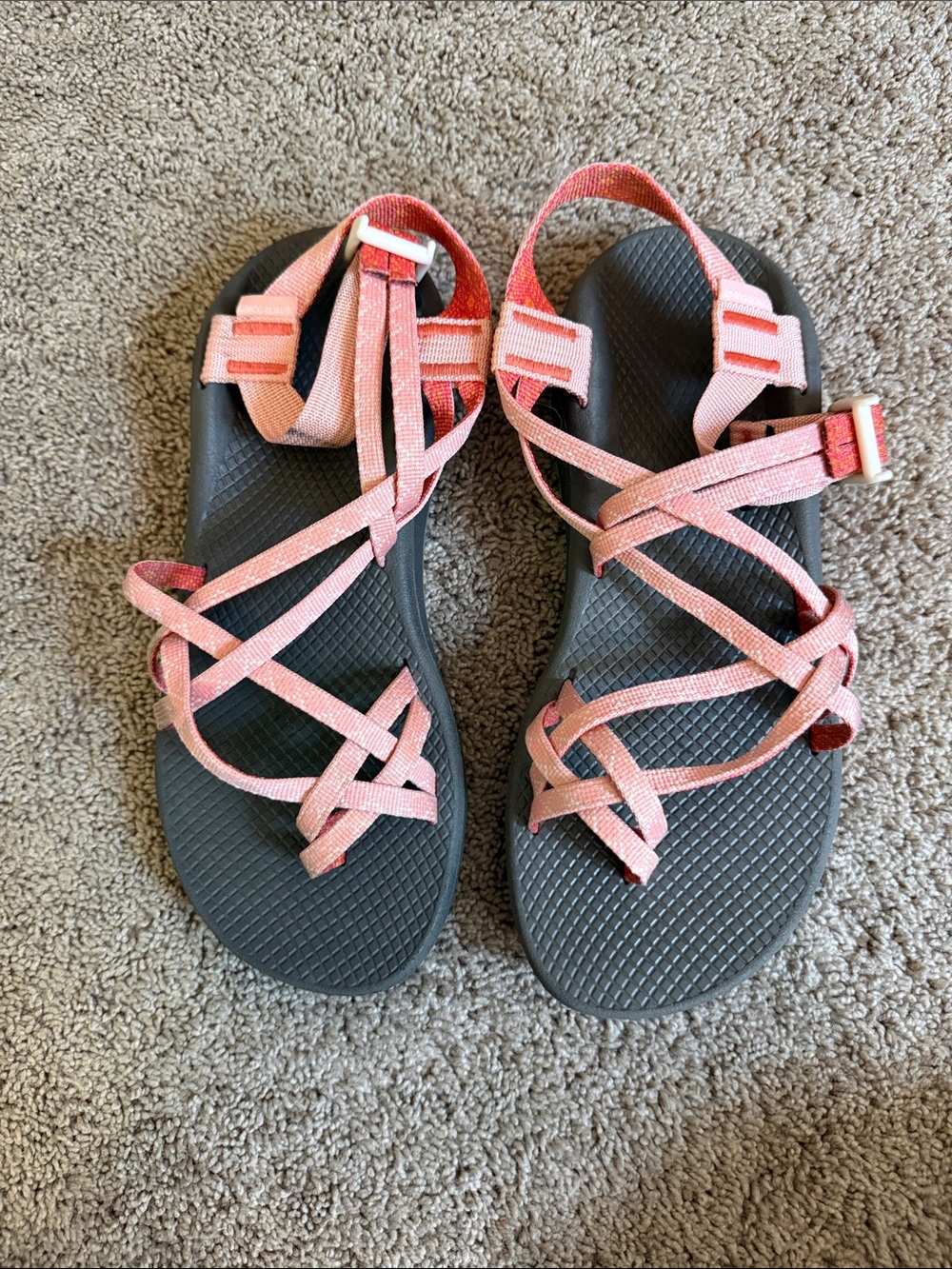 Chaco Women’s Coral Pink Double-Strap Toe-Loop Sandals